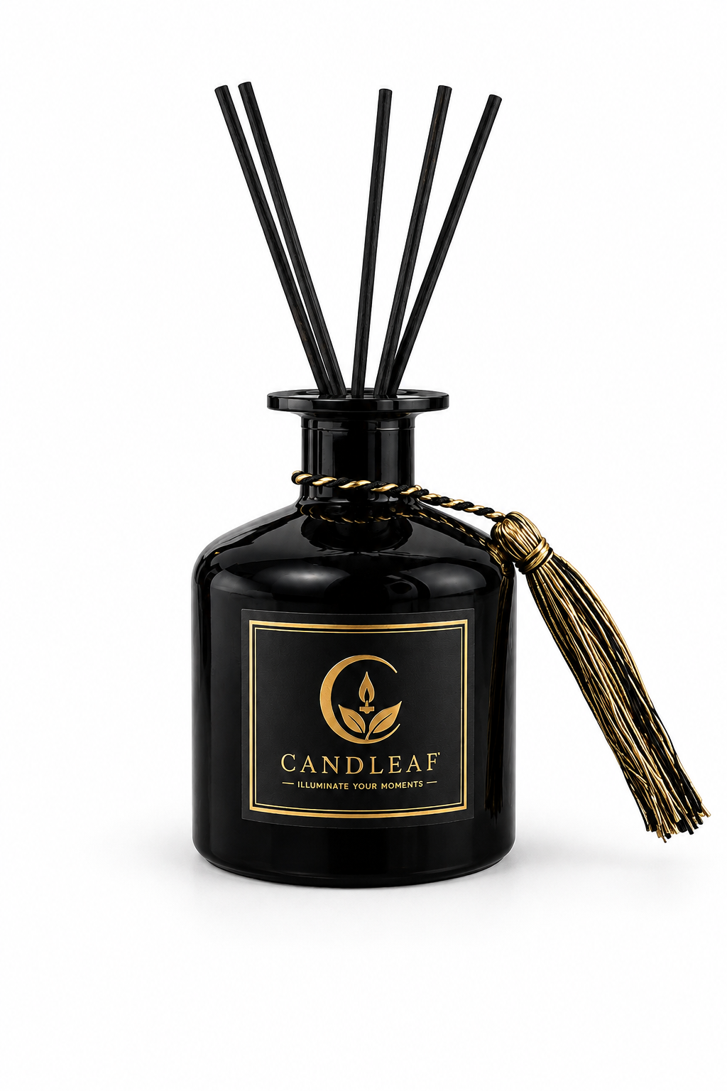 Luxury Black Glass Reed Diffuser | Rose Noir Candleaf