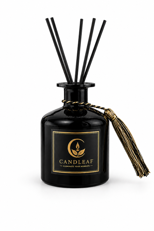 Luxury Black Glass Reed Diffuser | Rose Noir Candleaf